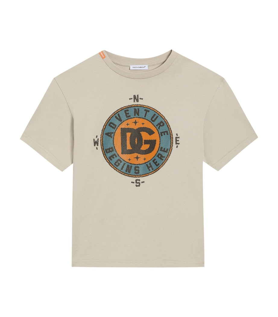 Dolce & Gabbana Kids Cotton Compass Oversized T-Shirt (8-12 Years)