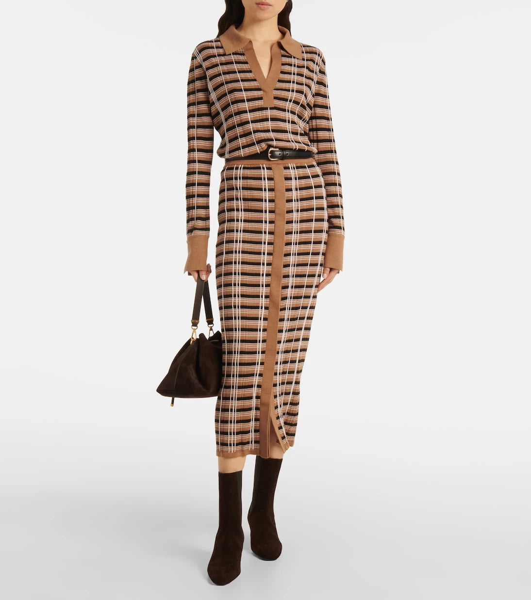 Joseph - Checked wool and silk maxi skirt