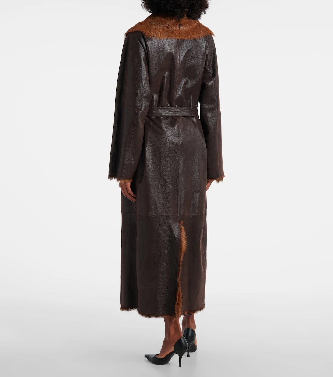 Magda Butrym - Shearling-lined leather wrap coat
