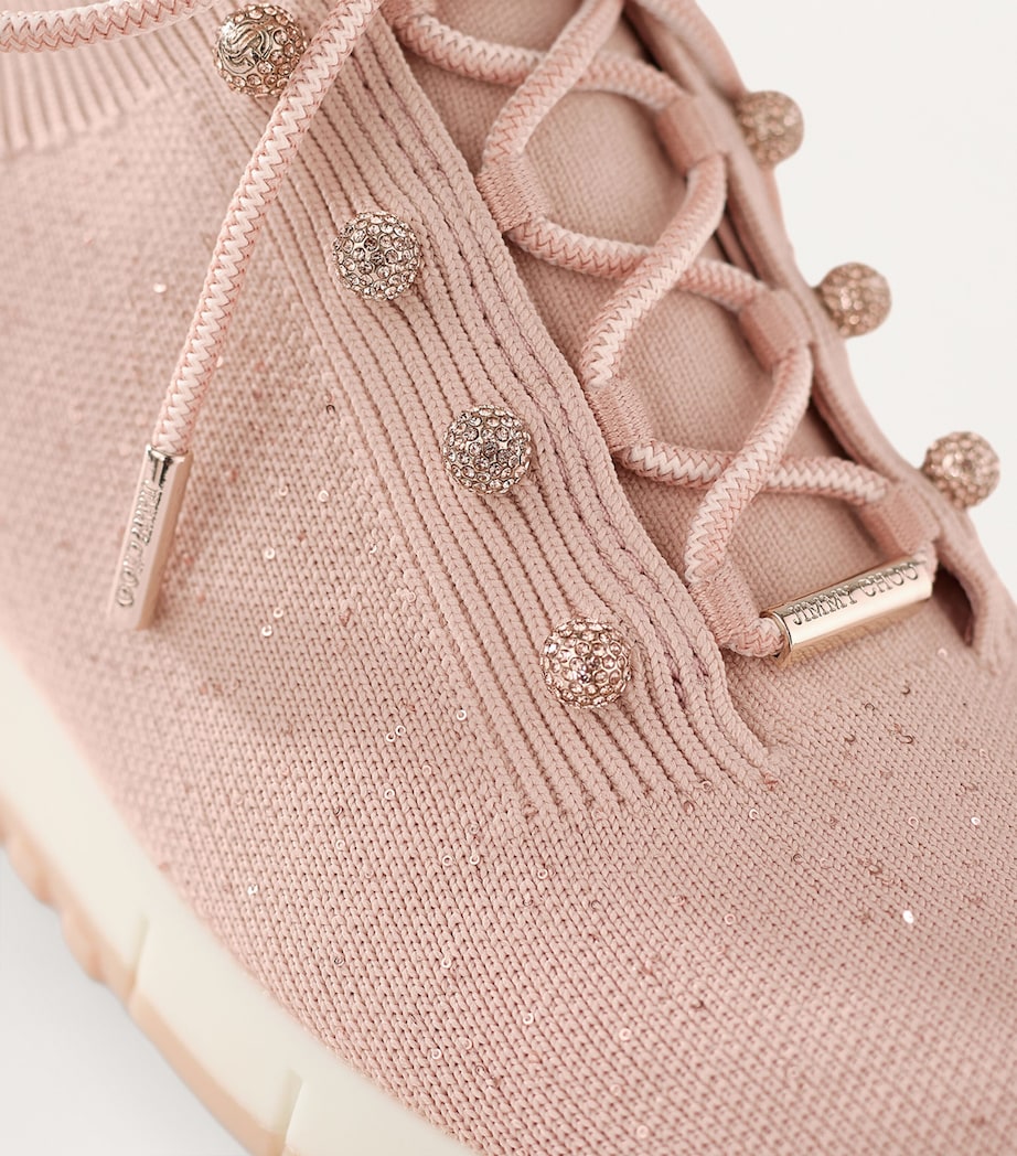 Jimmy Choo Pink Veles Knitted Glitter Sneakers