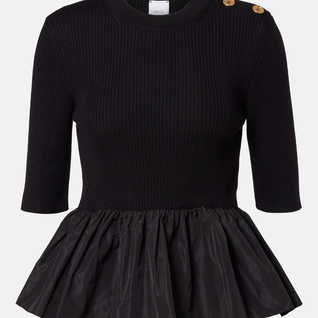 Patou - Ribbed-knit peplum wool top