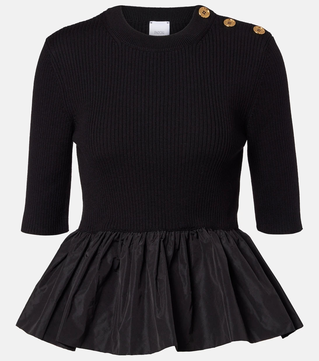 Patou - Ribbed-knit peplum wool top