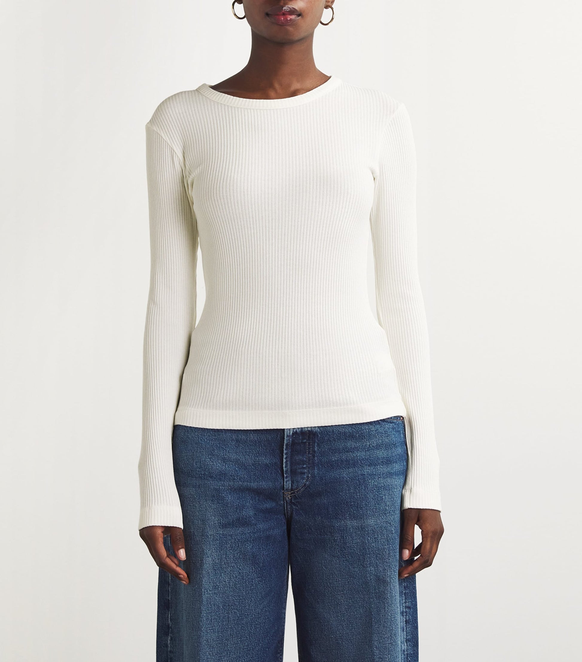 Ribbed Bina Crewneck Top PASHMINA (OFF WHITE)