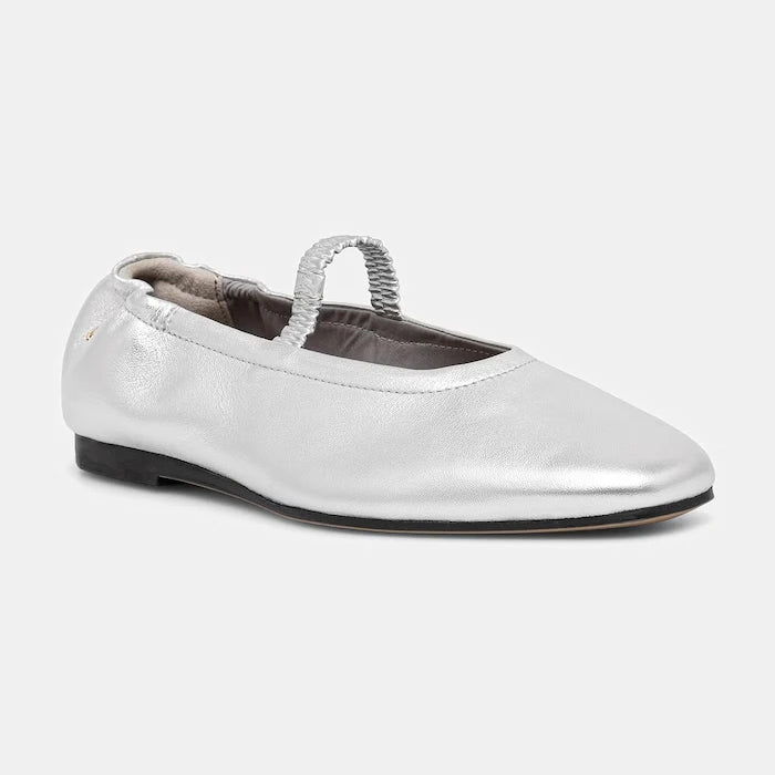 Tommy Hilfiger балеринки от кожа SILVER LTH ELLASTIC BALLERINA