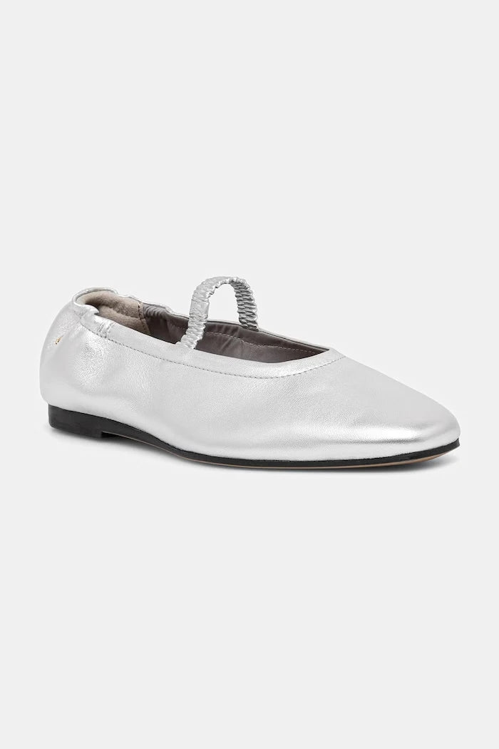 Tommy Hilfiger балеринки от кожа SILVER LTH ELLASTIC BALLERINA
