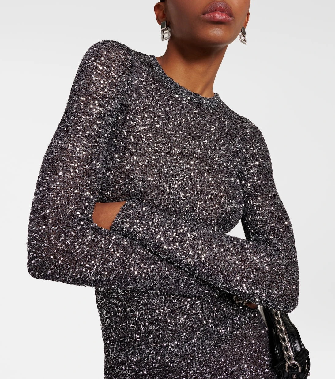 Balenciaga - Sequined metallic knit sweater