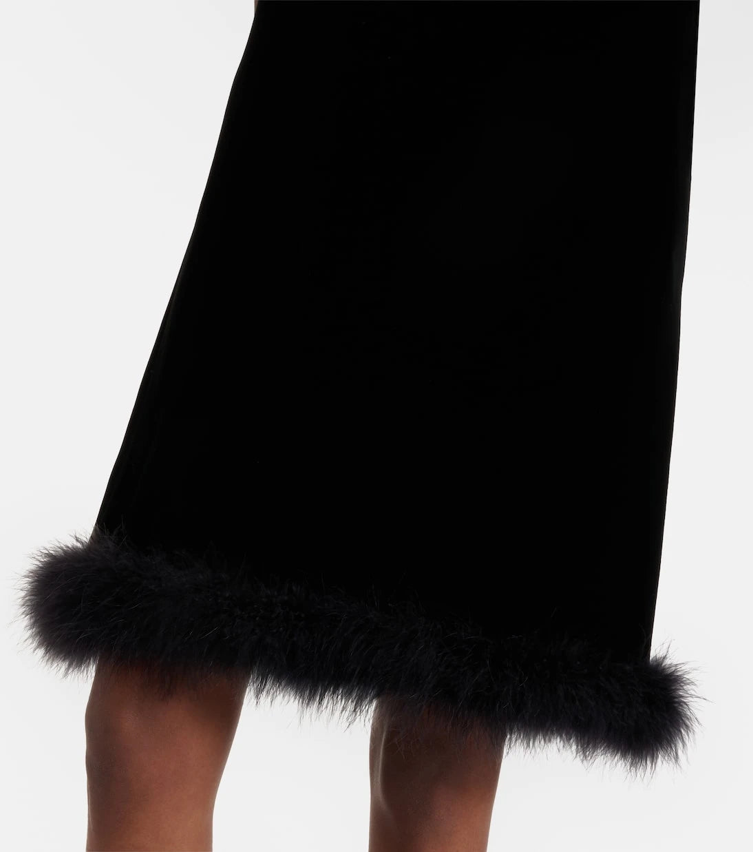 Valentino - Embellished feather-trimmed velvet minidress