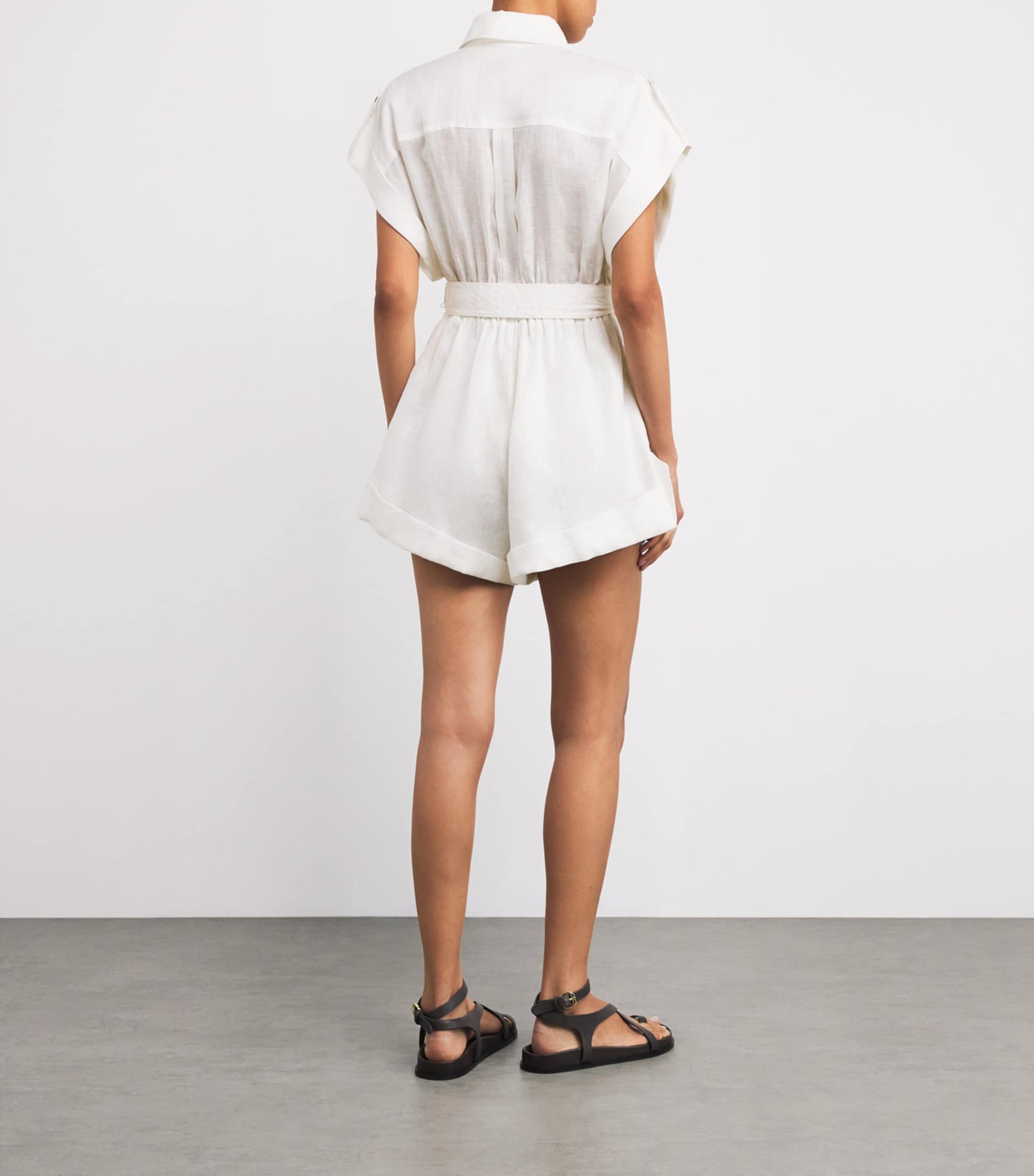 Linen Cuffed Rhiannon Playsuit IVO/IVORY