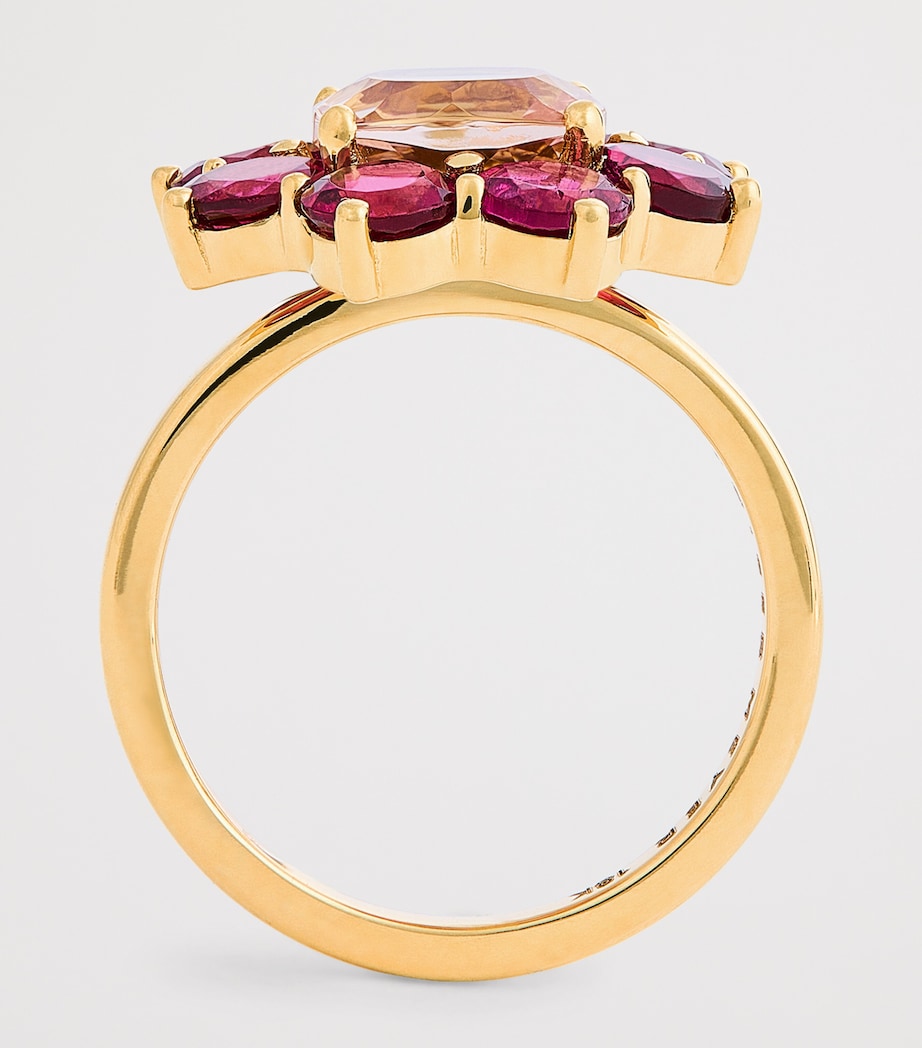 Jennifer Meyer Yellow Gold and Rubellite Flower Ring
