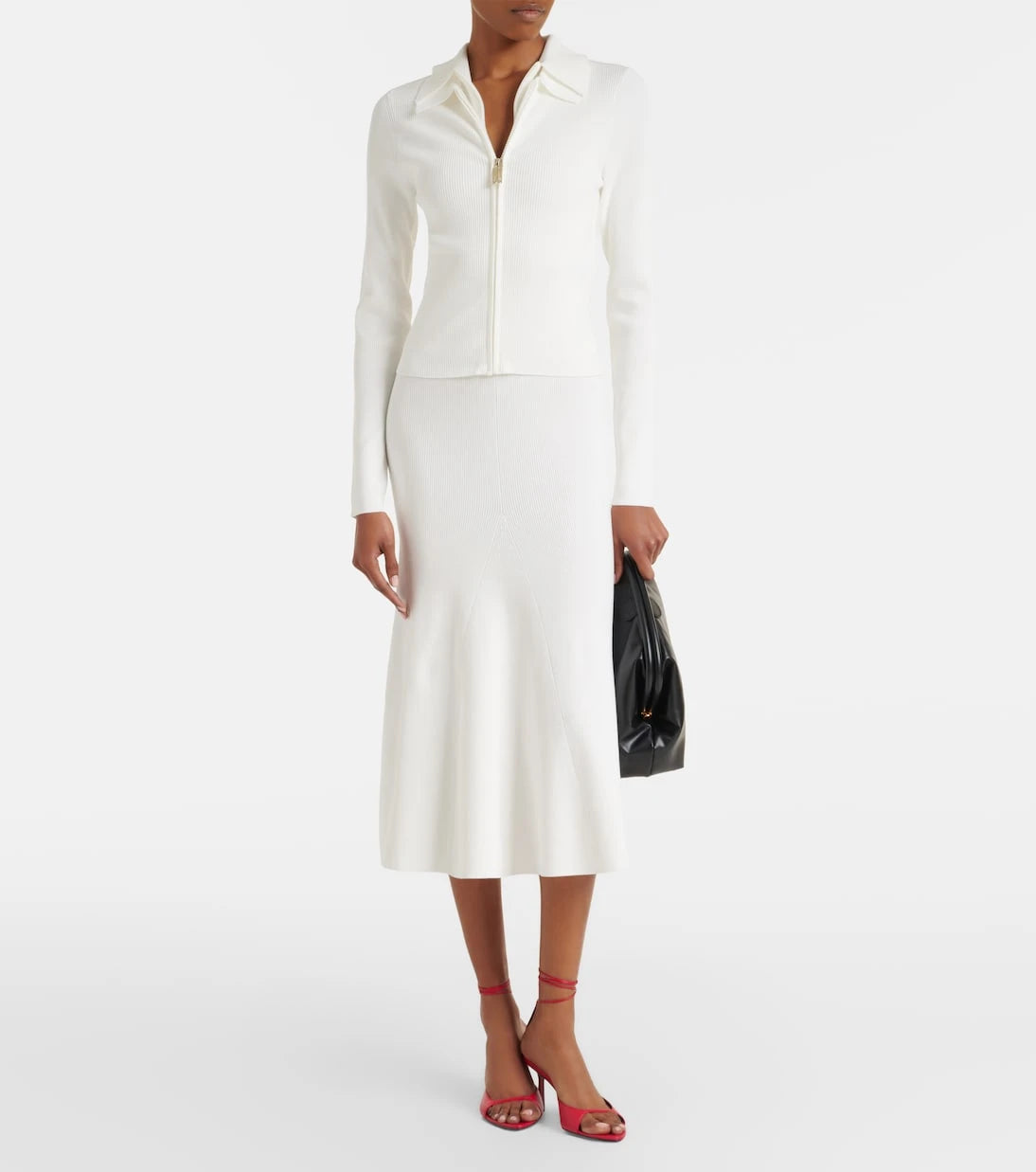 Victoria Beckham - Mila ribbed-knit zip-up top