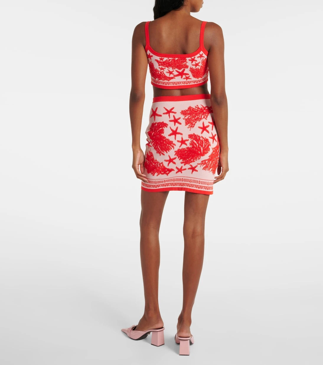 Versace - Cotton-blend jacquard crop top