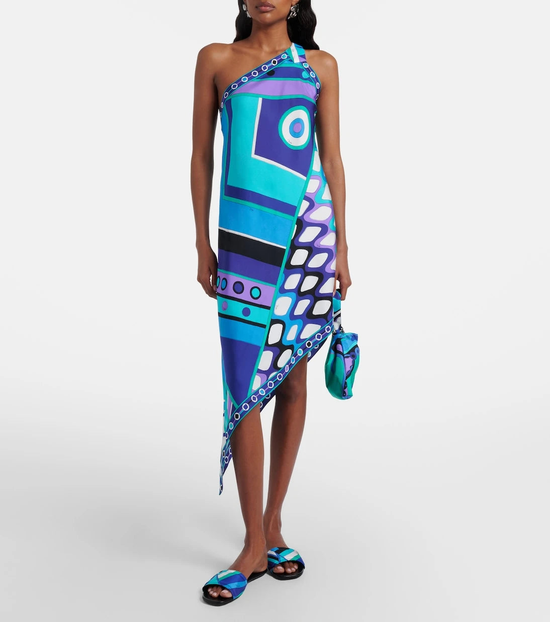 Pucci - Vivara asymmetric silk twill midi dress