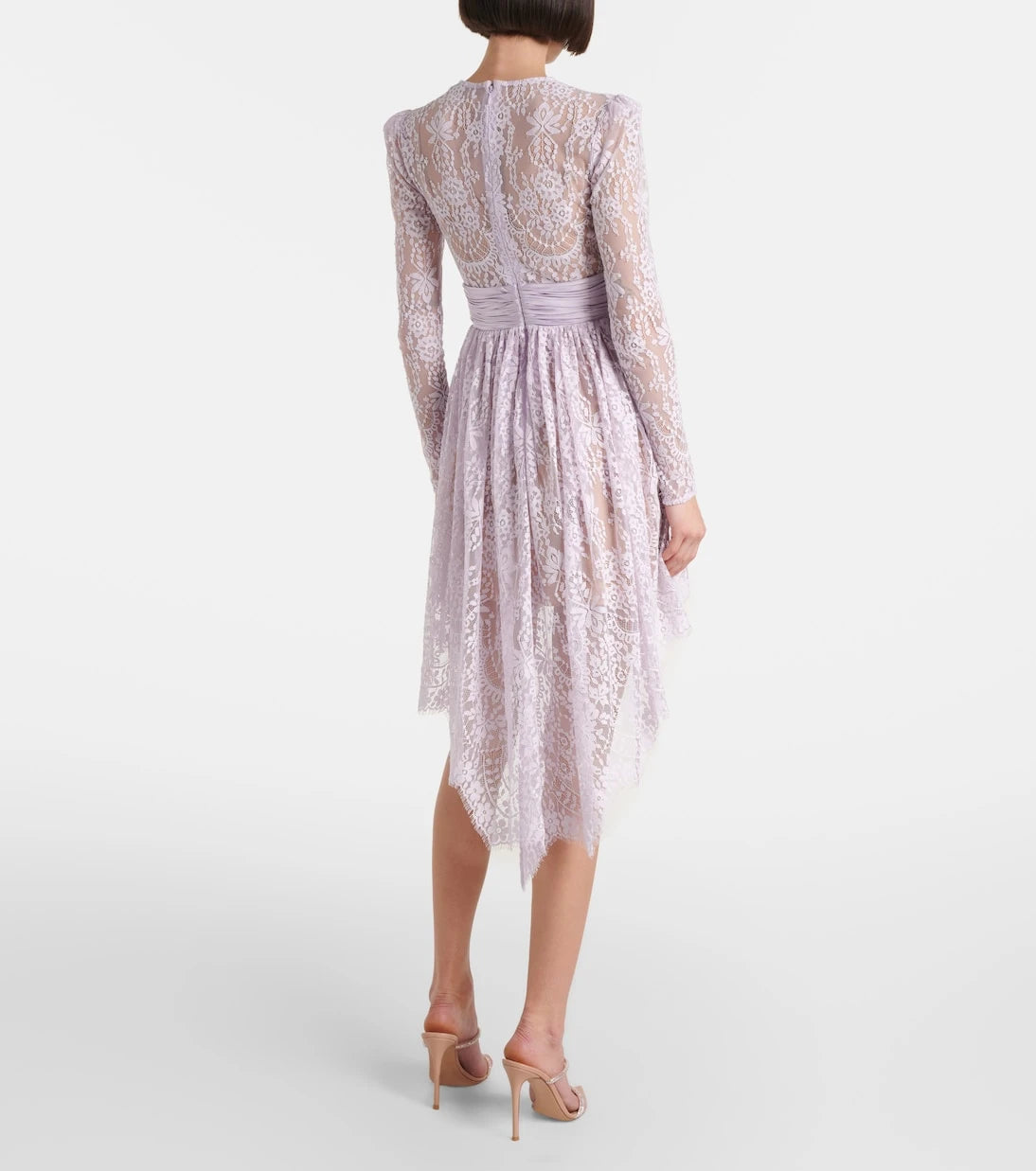 Self-Portrait - Sheer lace and satin minidress