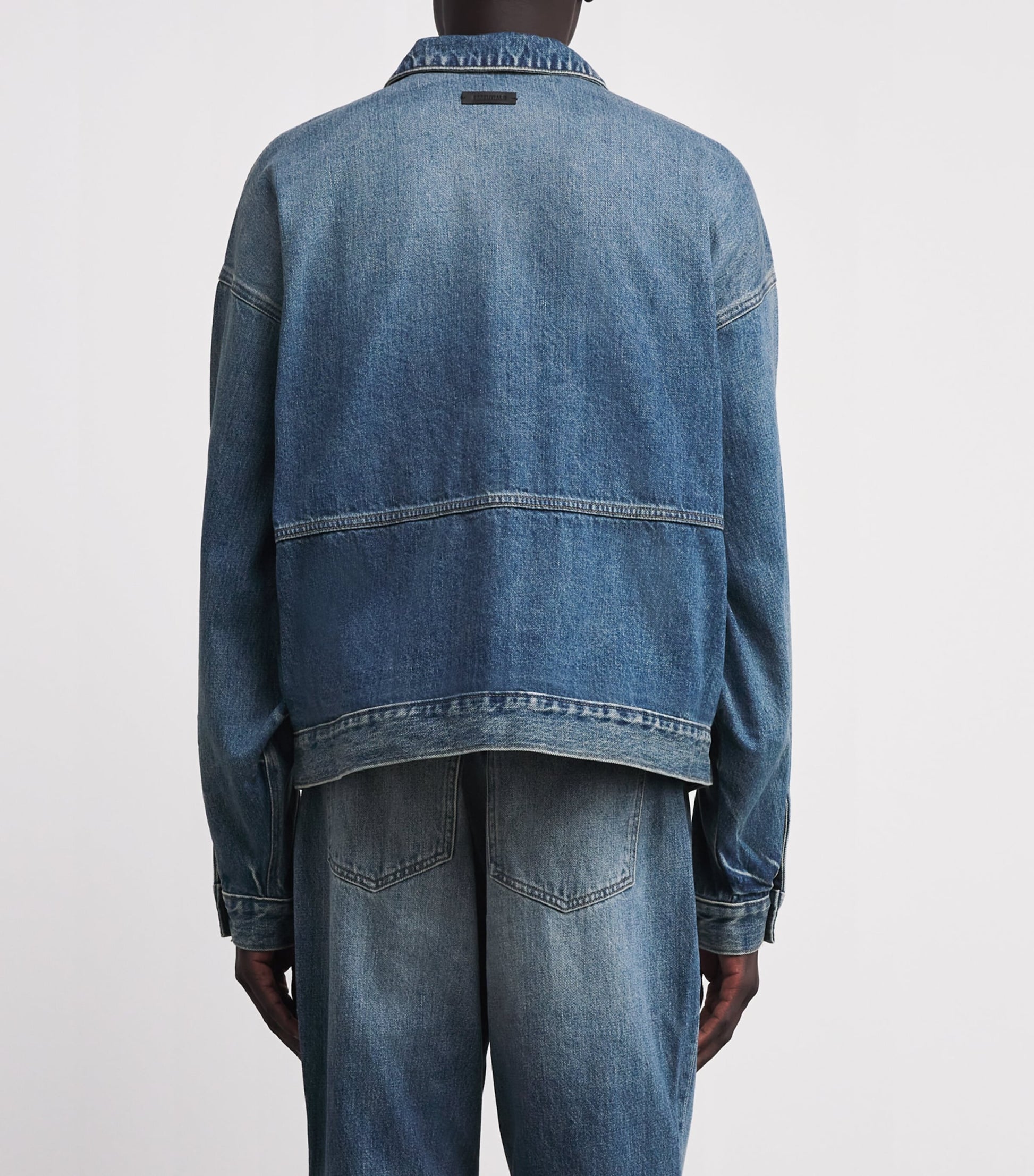 FEAR OF GOD ESSENTIALS Blue Denim Zip-Up Jacket