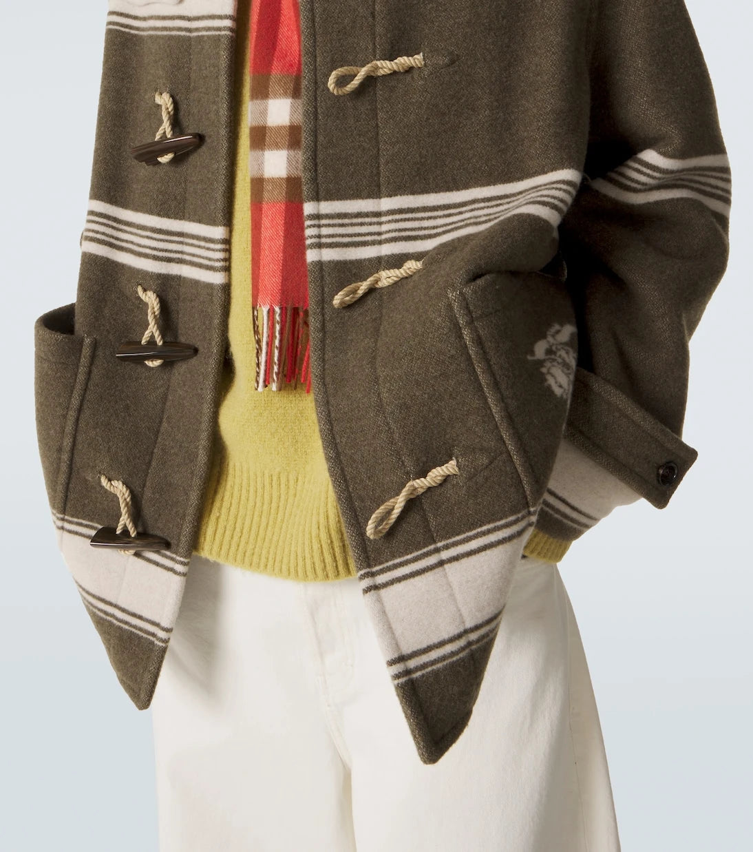 Burberry - Striped wool and cotton-blend duffel coat