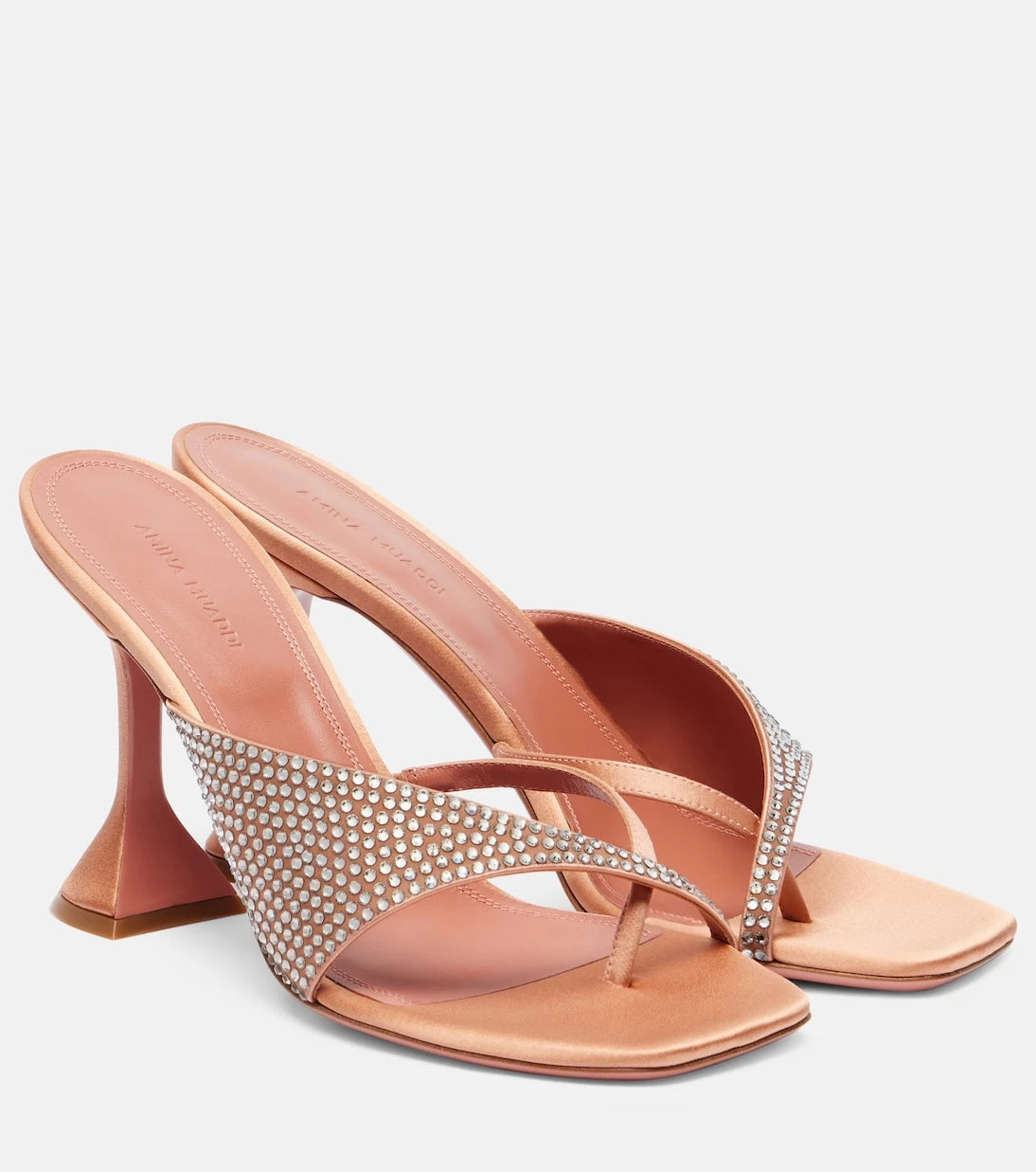 Amina Muaddi - Shiona 95 crystal-embellished satin mules