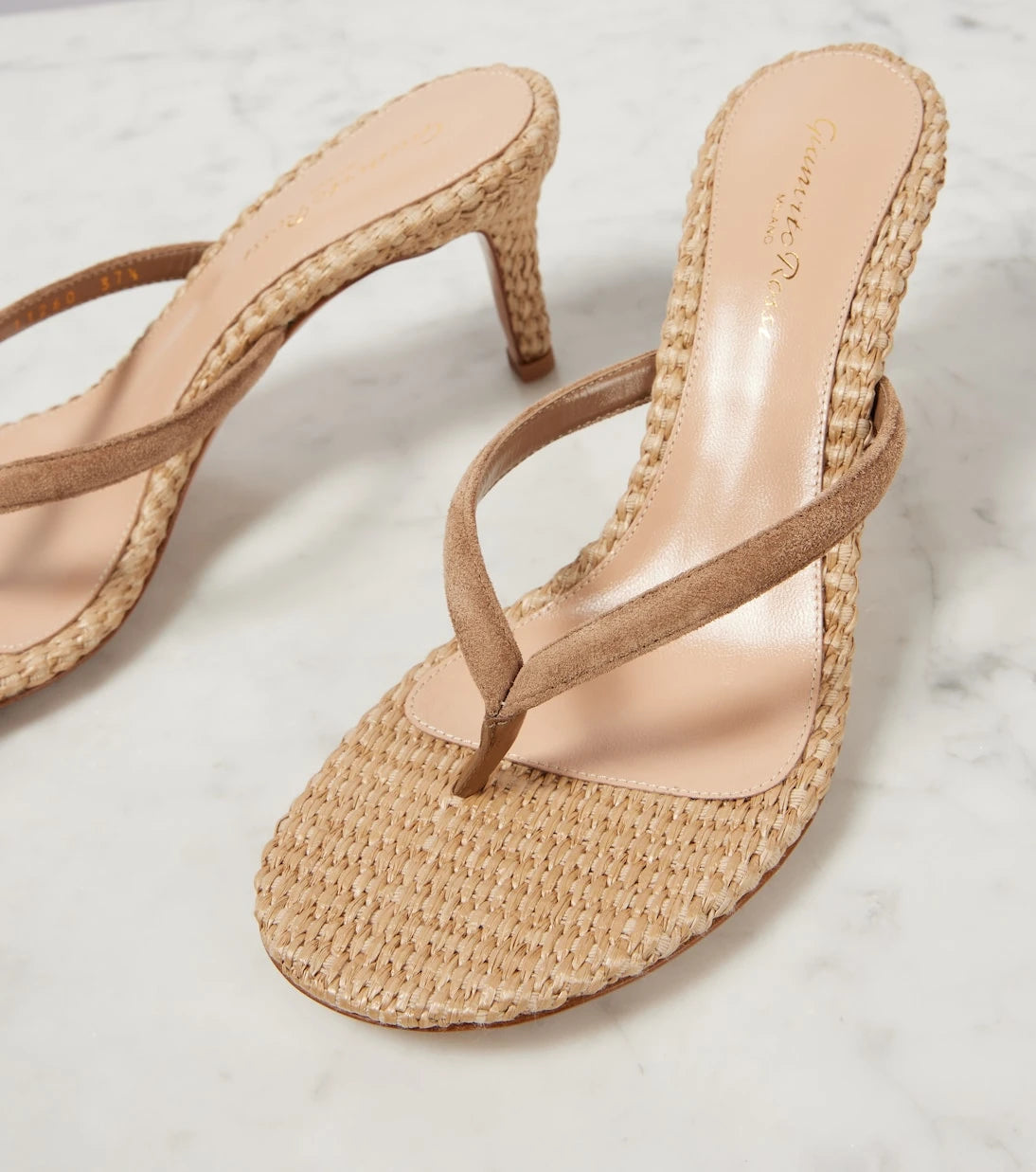 Gianvito Rossi - Calypso raffia and suede thong sandals