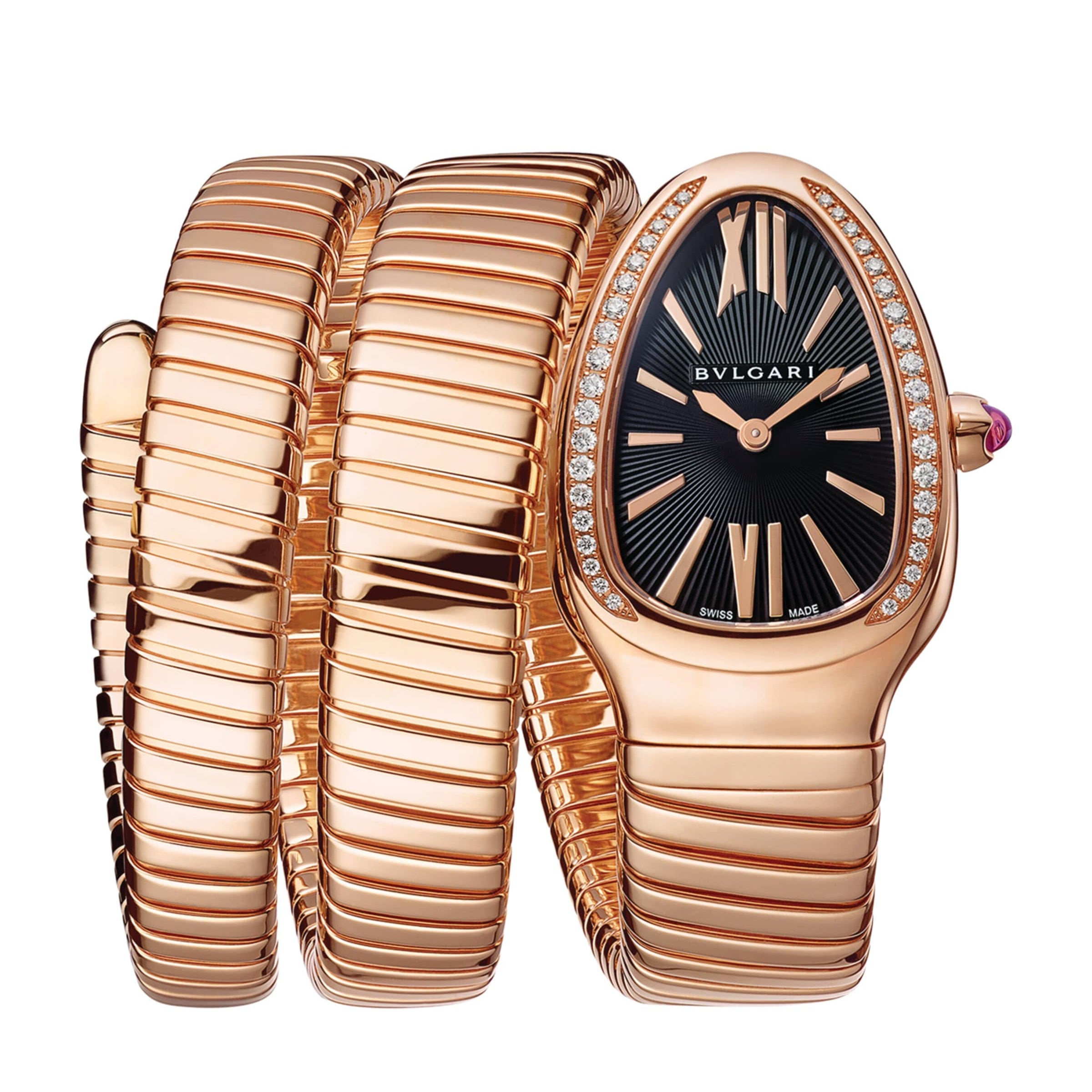 Bvlgari Rose Gold and Diamond Serpenti Tubogas Watch 35mm