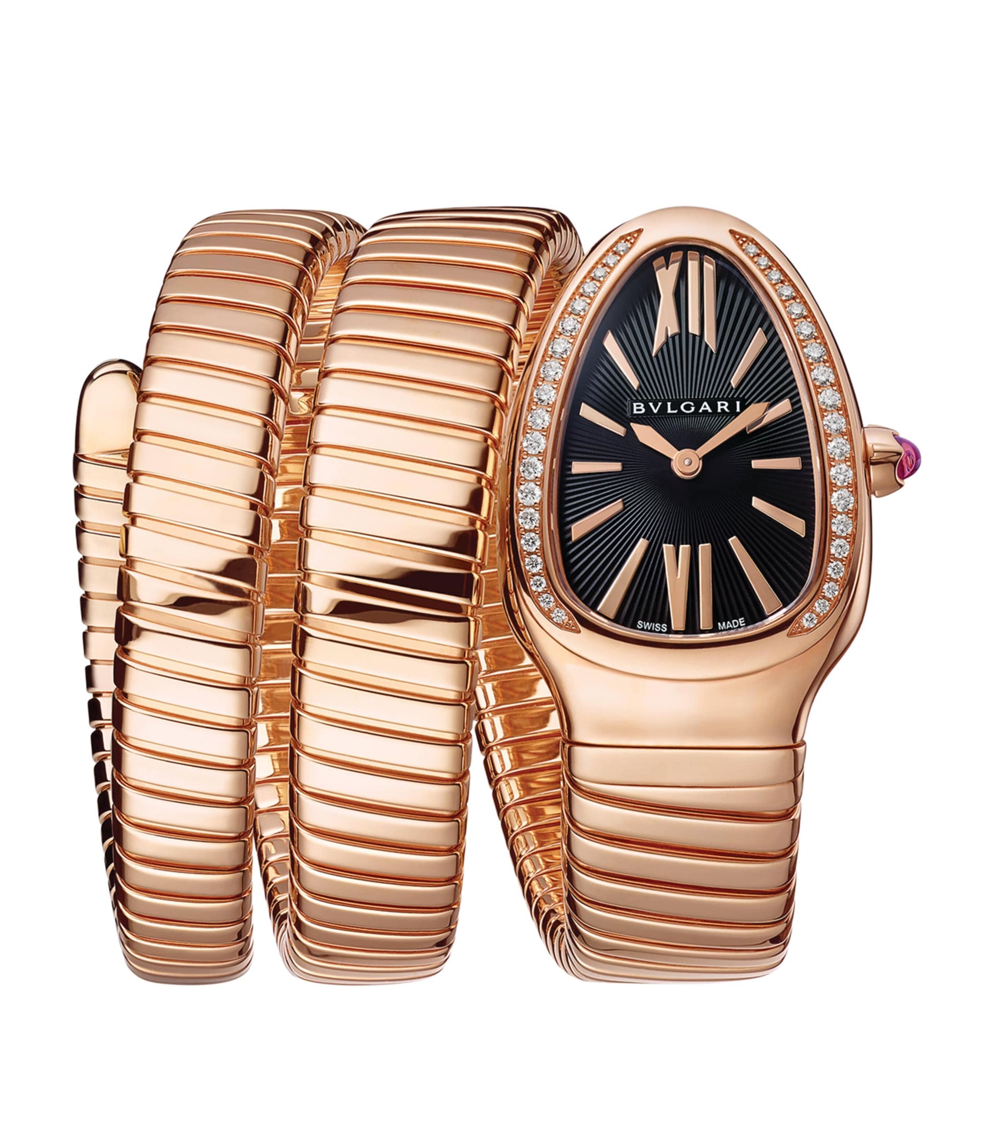 Bvlgari Rose Gold and Diamond Serpenti Tubogas Watch 35mm