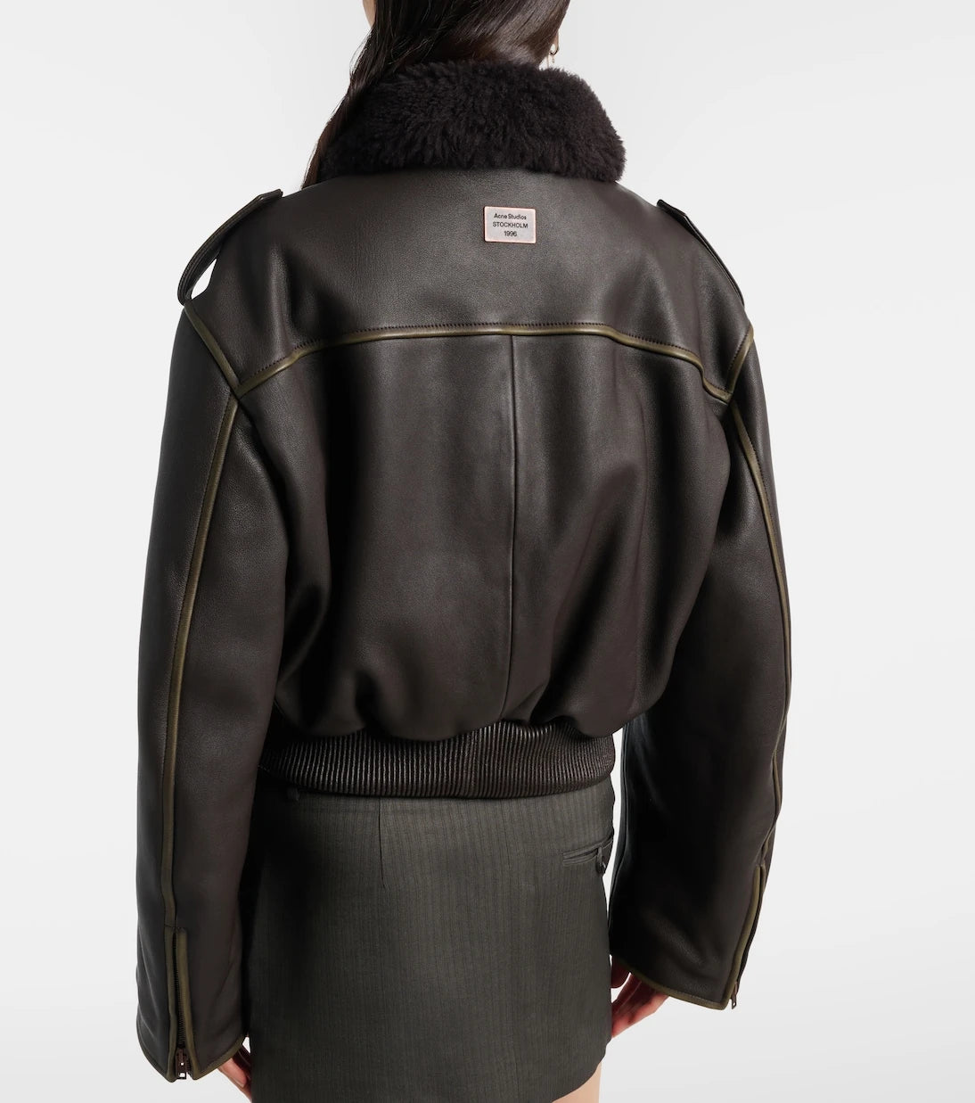 Acne Studios - جاكيت بومبر جلدي
