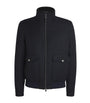 Canali Black Wool-Blend Shearling-Collar Bomber Jacket