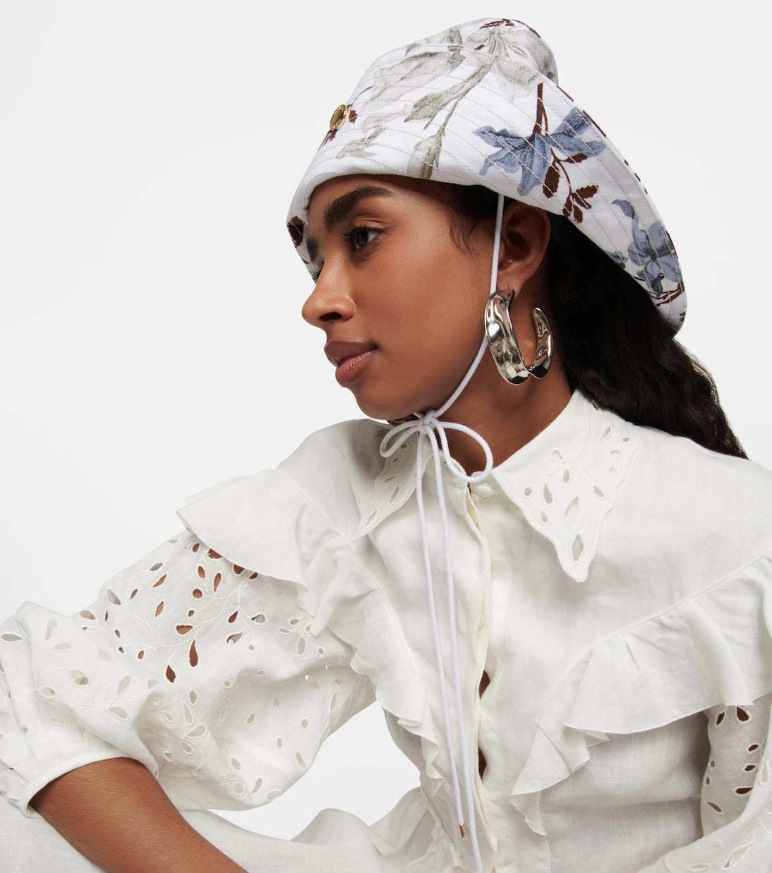 Erdem - Floral linen-blend bucket hat