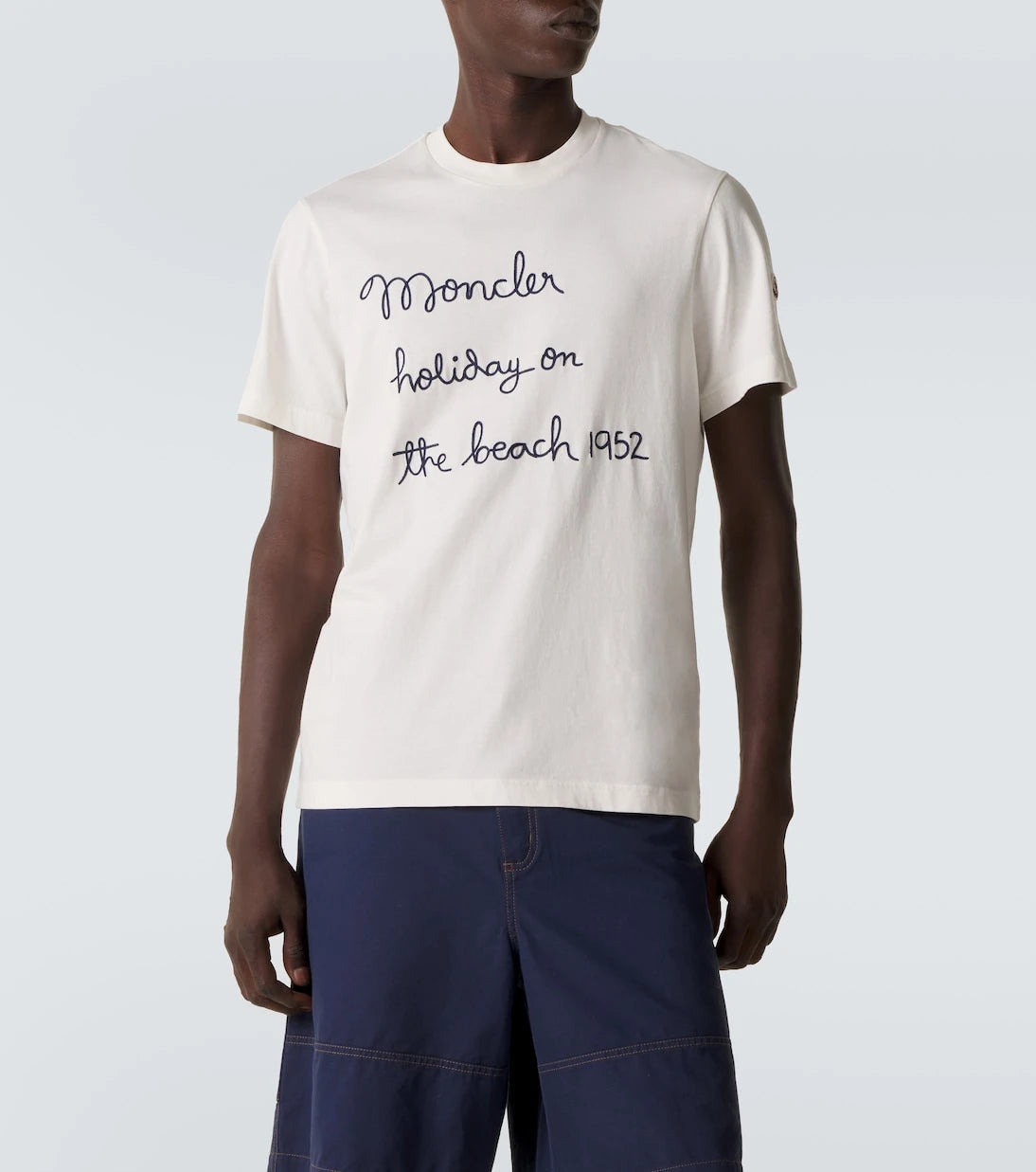 Moncler - Embroidered cotton jersey T-shirt