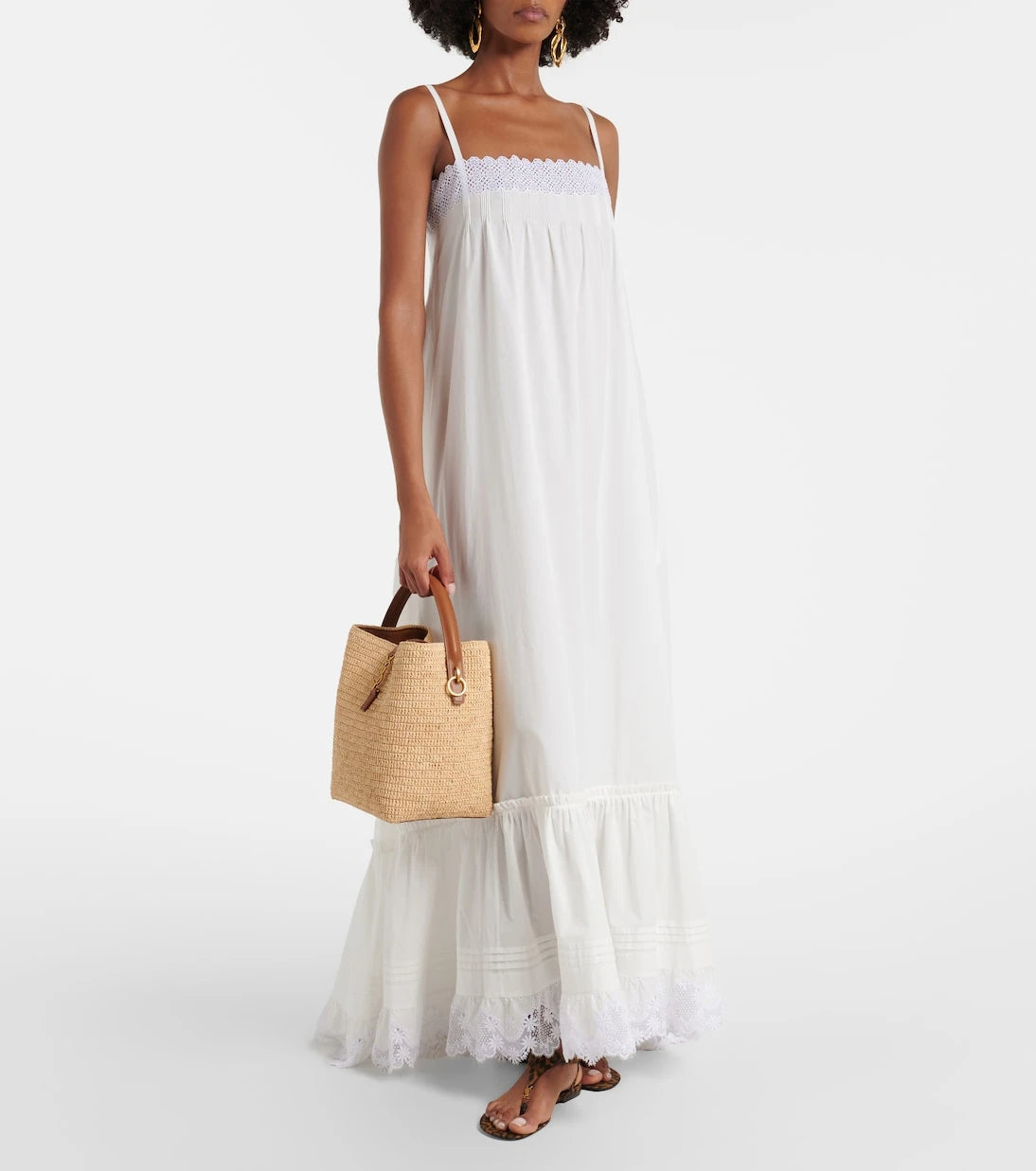 Saint Laurent - Le 37 leather-trimmed raffia bucket bag