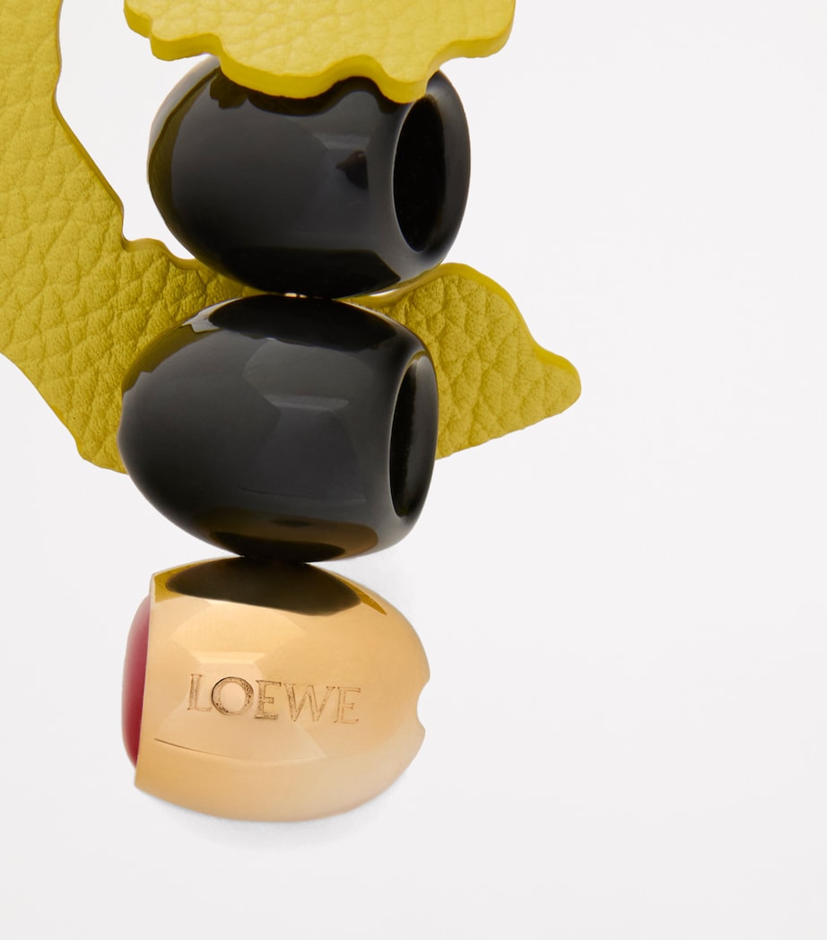 LOEWE Black Leather Olive Bag Charm