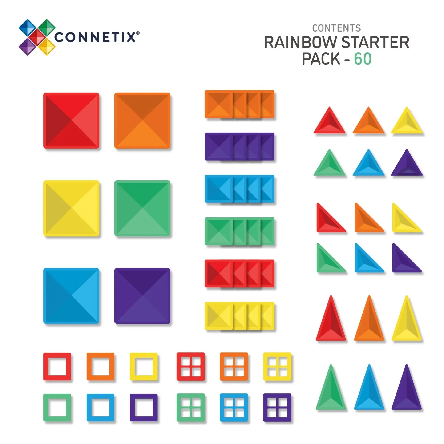 Connetix - Starter pack - 60 pieces | Rainbow