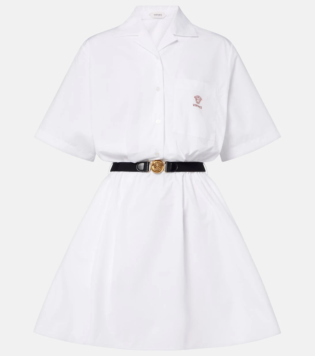Versace - Belted cotton poplin minidress