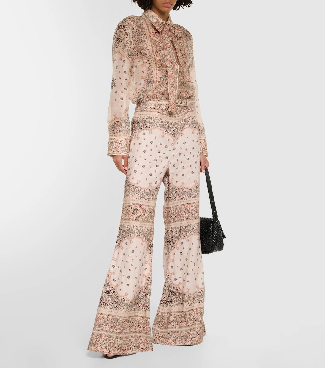 Zimmermann - Printed high-rise linen wide-leg pants
