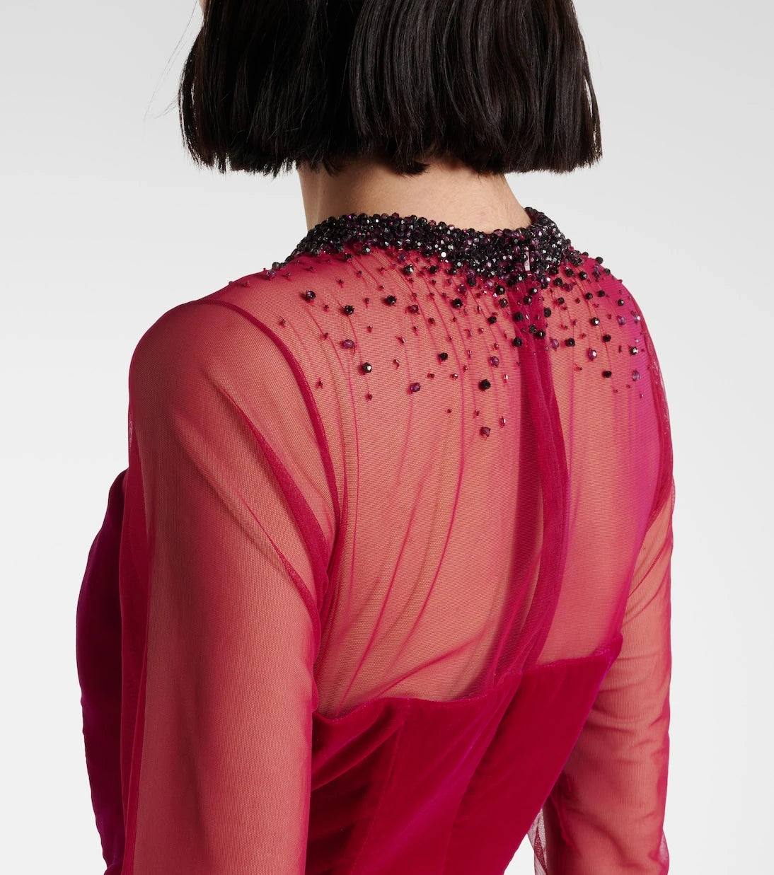 Miss Sohee - Embellished cotton-blend velvet gown