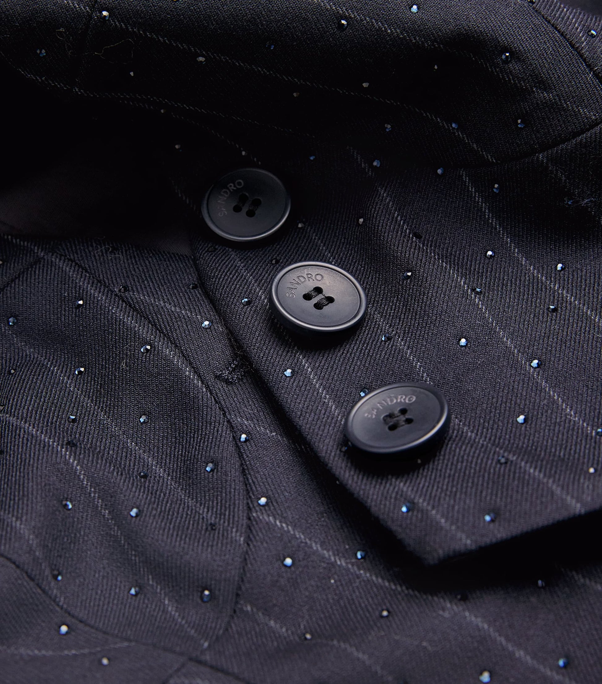 Rhinestone-Embellished Stripe Waistcoat NAVY BLUE