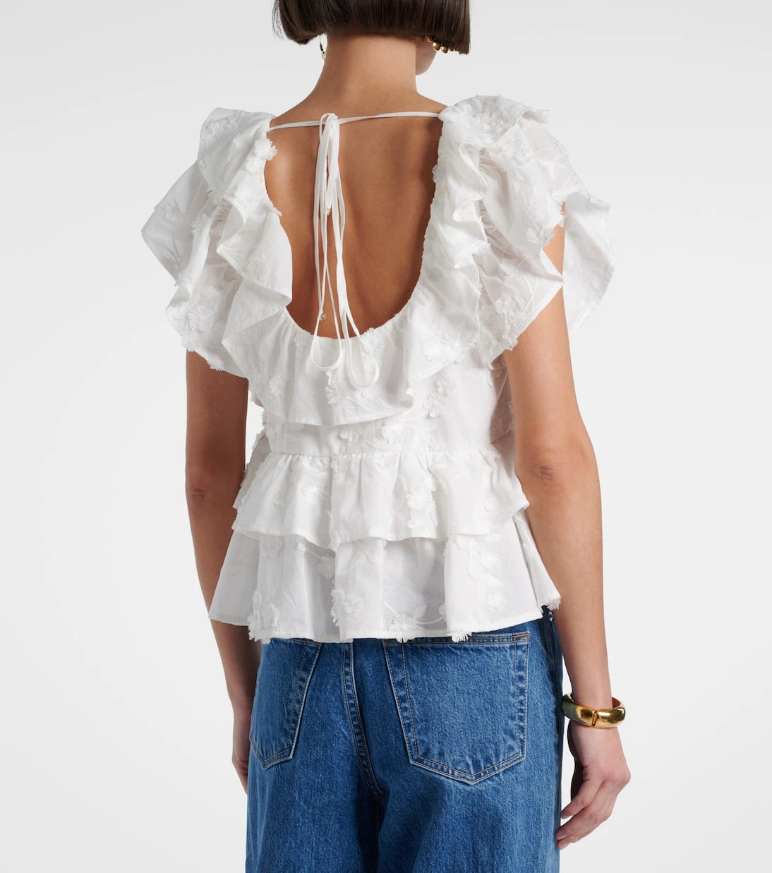 Dorothee Schumacher - Slees embroidered ruffled cotton top