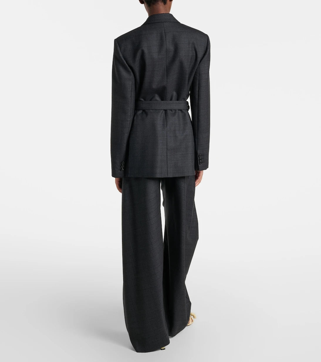 Loewe - Checked belt wool barrel-leg pants