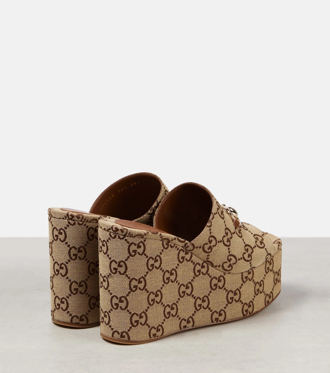 Gucci - Horsebit GG Canvas wedge mules