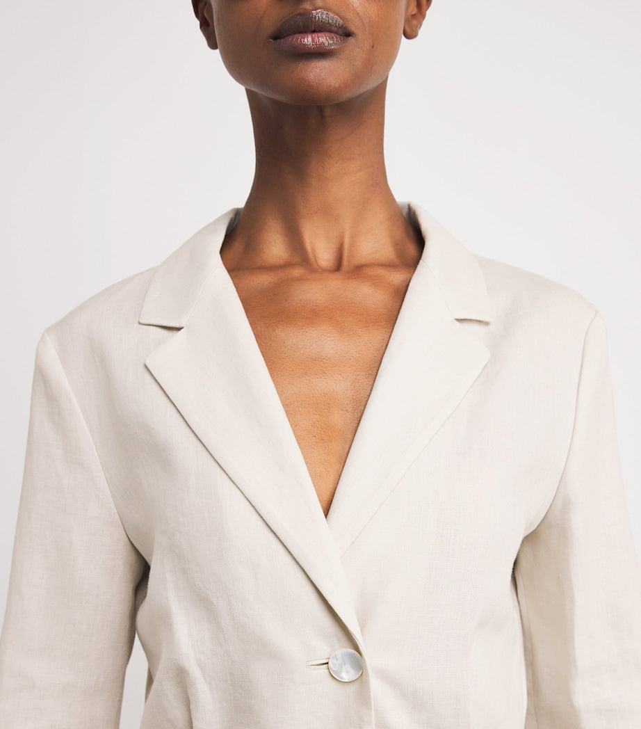 NOMADISSEM Beige Linen Surfrider Midi Shirt Dress