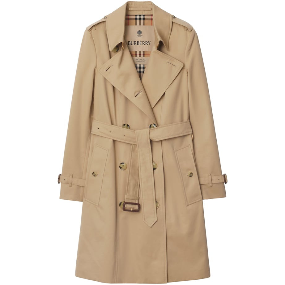 Burberry Beige Gabardine Mid-Length Chelsea Heritage Trench Coat