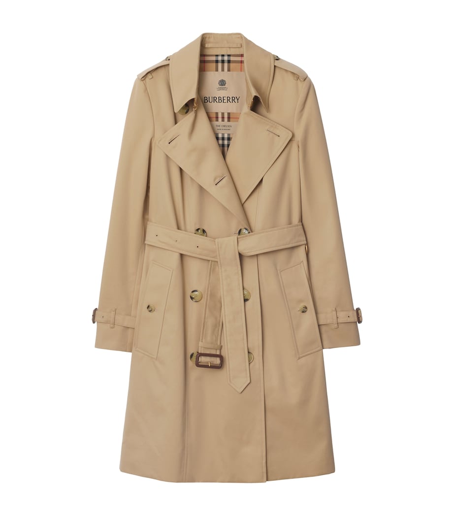 Burberry Beige Gabardine Mid-Length Chelsea Heritage Trench Coat