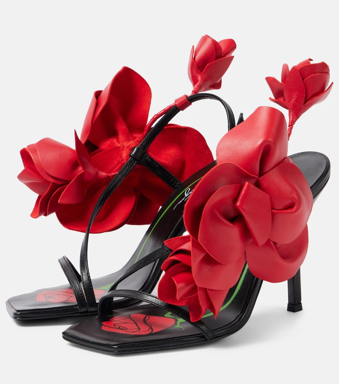 Magda Butrym - Floral-appliqué leather slingback sandals