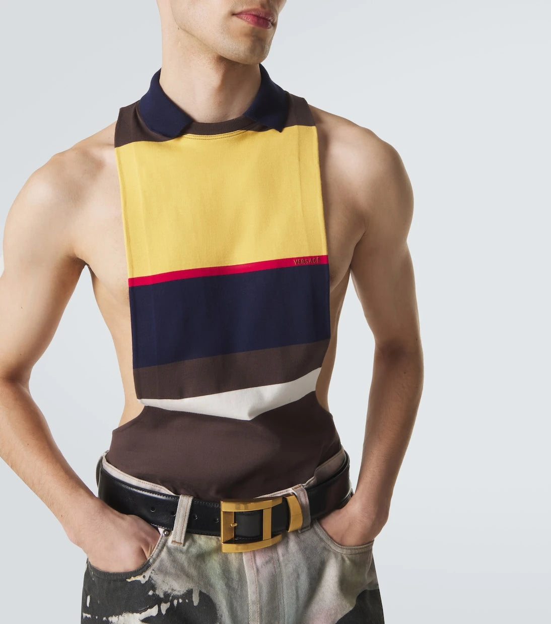 Versace - Striped cotton tank top