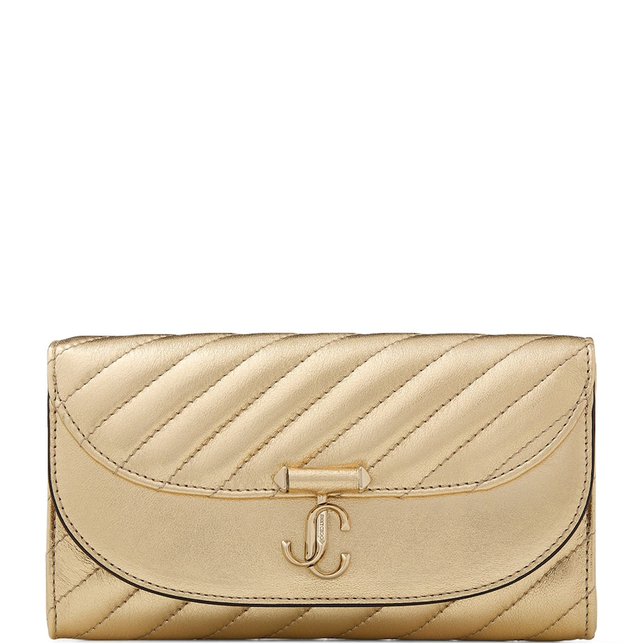 Gold Leather Curve Chain Wallet
