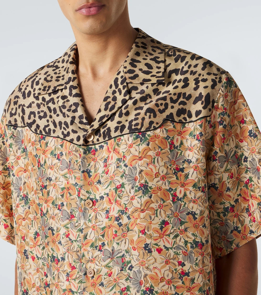 Valentino - Printed silk bowling shirt