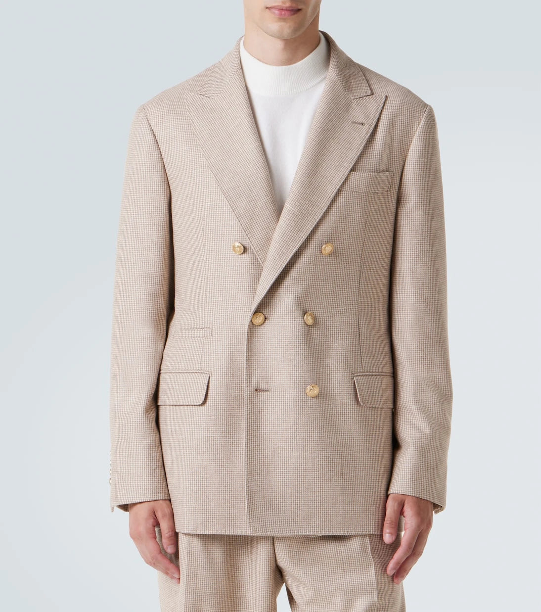 Brunello Cucinelli - Houndstooth cashmere and silk suit jacket