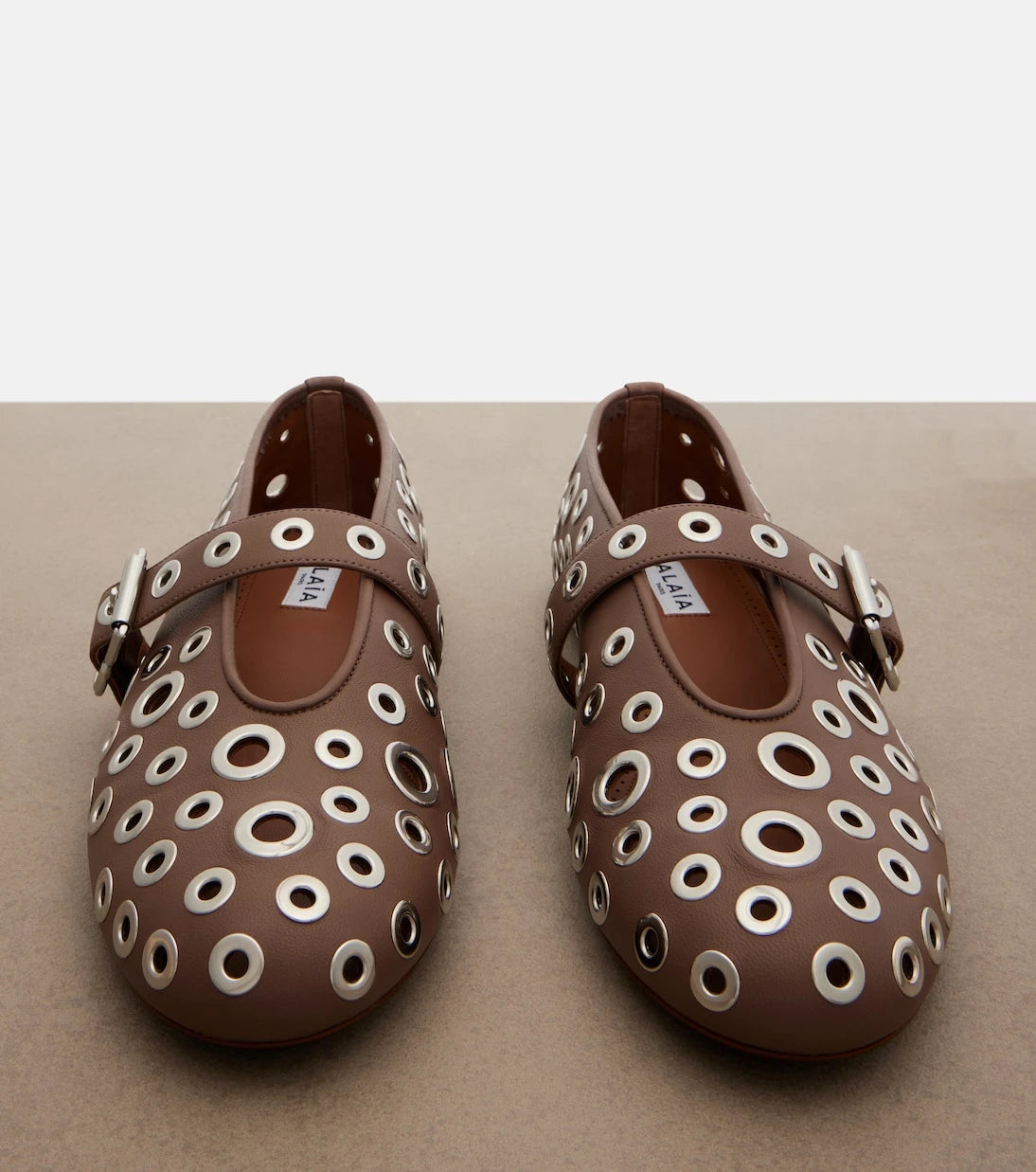 Alaïa - Embellished leather ballet flats