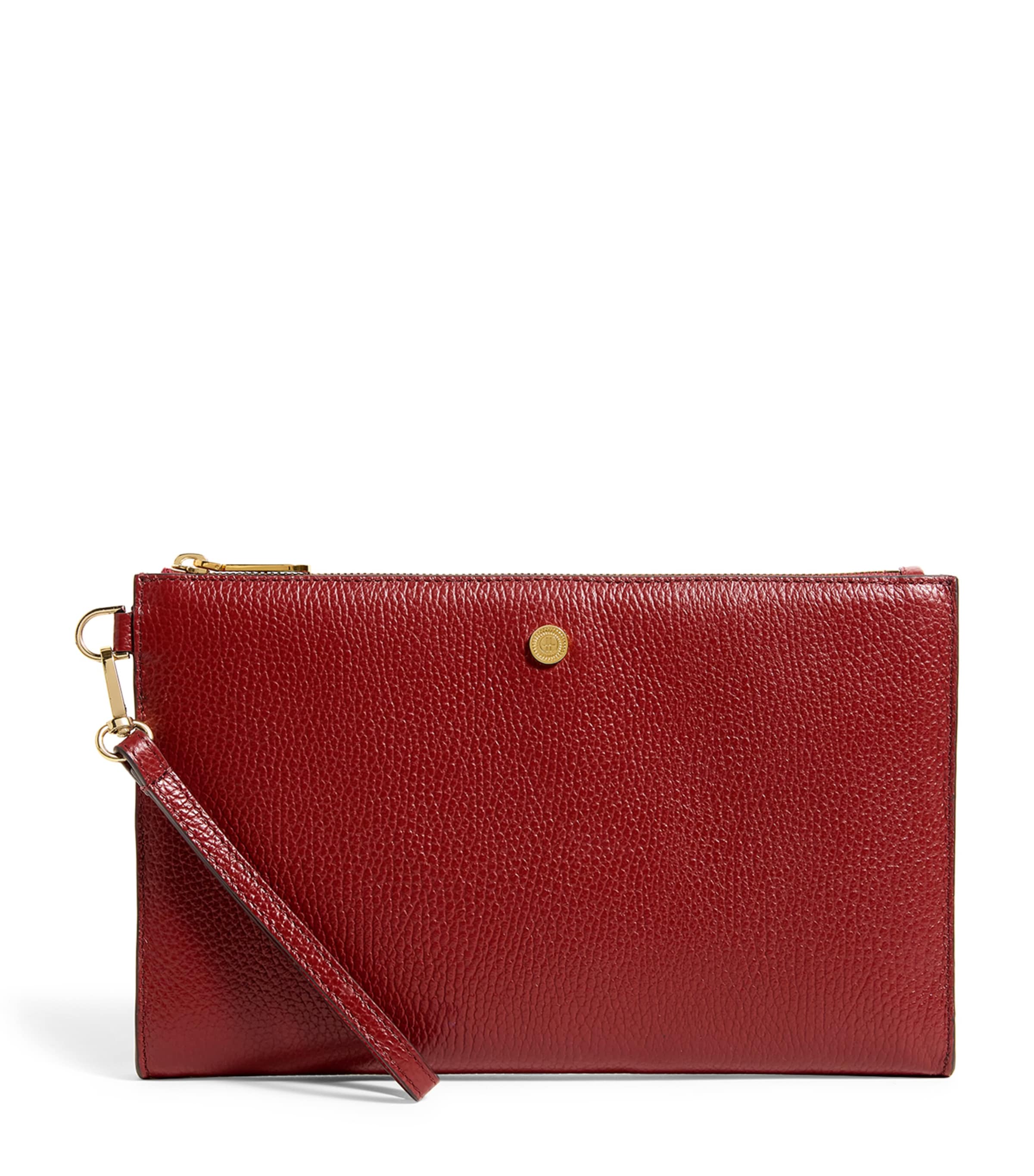 Medium Pebbled Leather Pouch BURGUNDY