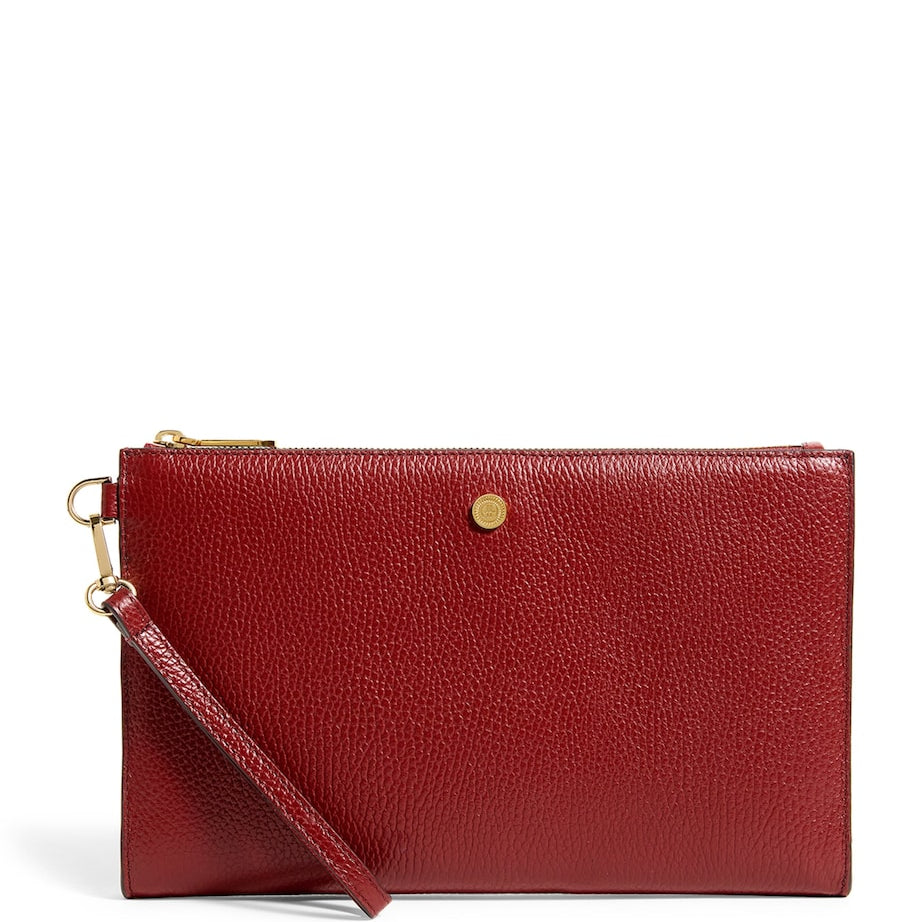Medium Pebbled Leather Pouch BURGUNDY