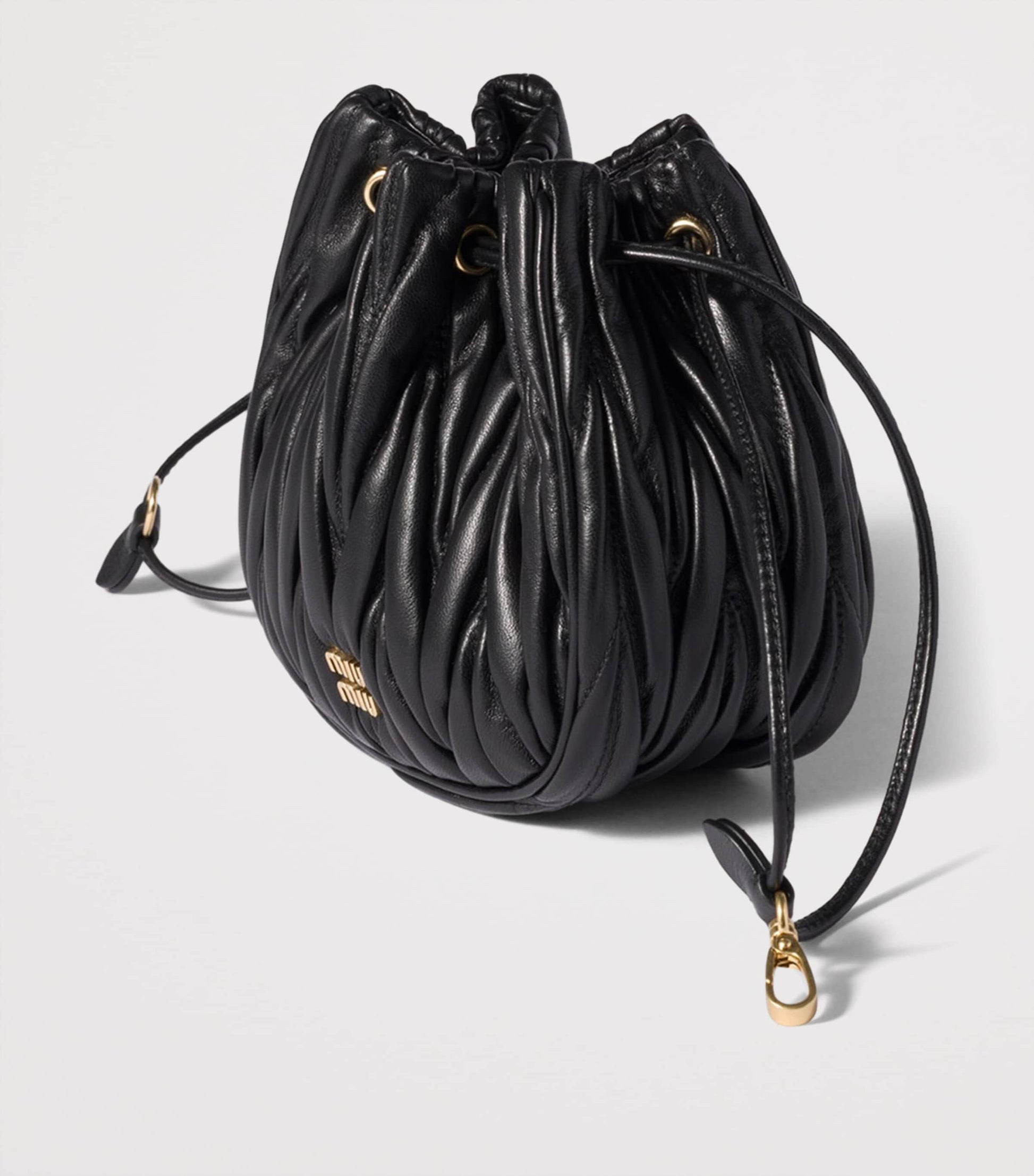 Black Matelassé Nappa Leather Pouch