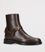 Valentino Garavani Brown Leather Signature VLogo Ankle Boots 30